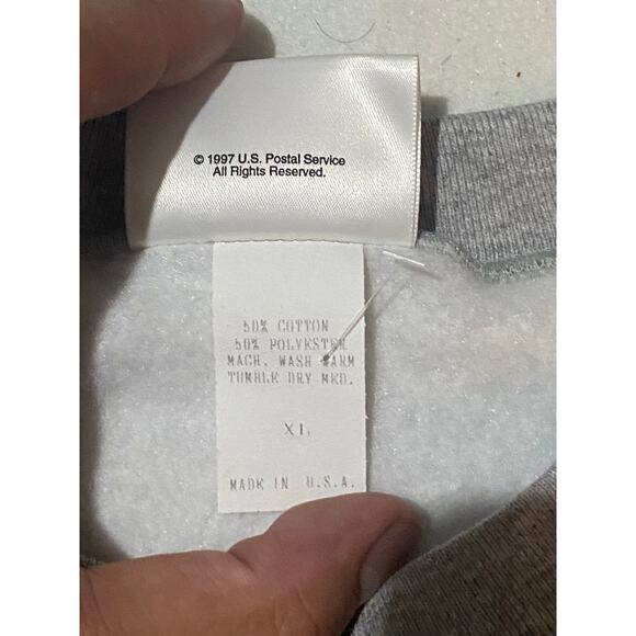 Vintage 1997 USPS Air Mail Pilot Sweatshirt Pony Express Stamp XL Made in USA - Picture 4 of 4